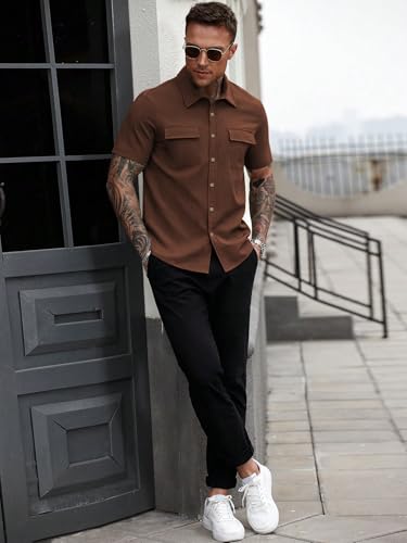 Image of GRECIILOOKS Shirt for Man | Classic Summer Shirt for Man | Men's Regular Fit Soft Cotton Blend Casual Shirts with Button Closure