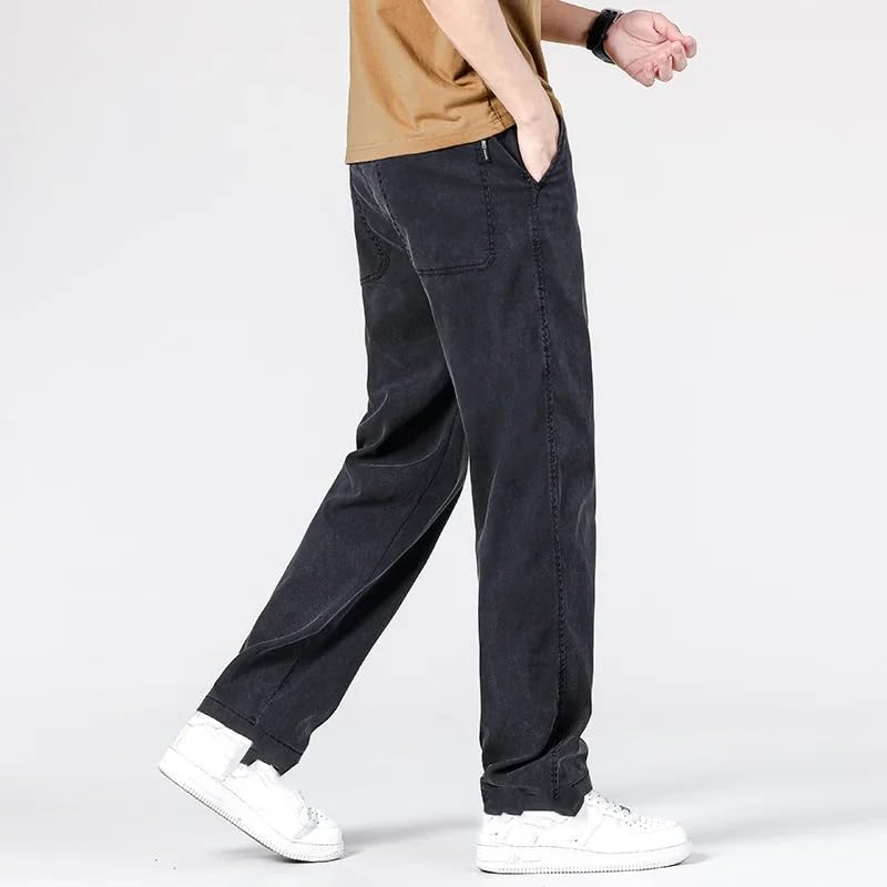 Men's Jeans Pants Straight Casual Wide Leg Long Baggy Trousers2