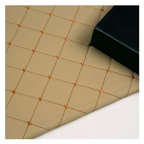 Tissu simili cuir au mètre matelassé beige pour création de sac et artisanat