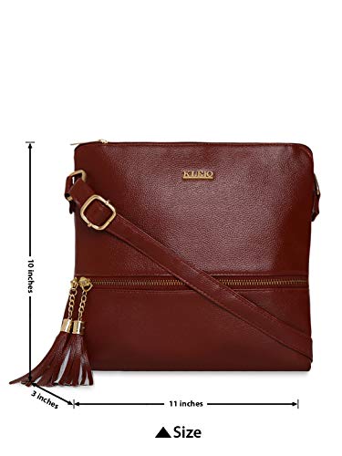 Image of KLEIO Stylish Lightweight Tassel PU Leather Cross Body Side Sling Handbag Purse For Women Girls Ladies