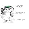 Bonlavie Men's 6.85ct 8 * 12mm Emerald Cut Green Emerald 925 Sterling Silver Ring,Size P #2
