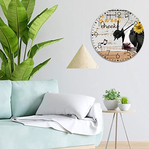 Horloge murale minimaliste en bois 38 cm sans tic-tac Hello Sweet Cheeks pour toilettes - 5