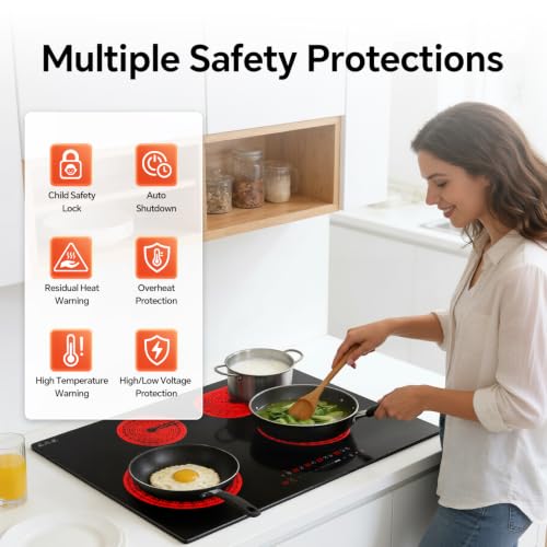 Image of Ranein 30 Inch 4 Burner Electric Cooktop, 7900W, 240V