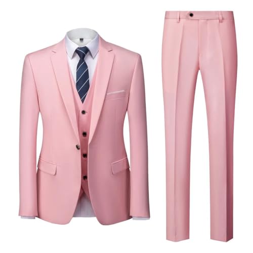 Men's (Jacket + Vest + Pants) Solid Color Official Business Bride's Wedding Party Male Suit3