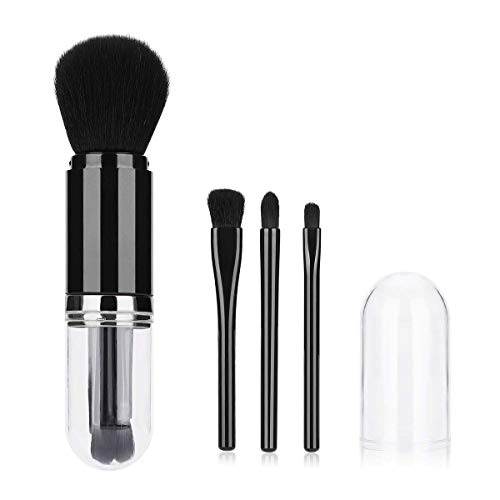 Travel Portable Makeup Brush Set - Mini 4 in 1 Face Powder Foundation Blending Bronzer Brushes, Lip Brush, Highlight Brush, Eyeshadow Brush Multi-foundational Makeup Brush for Travel¡­