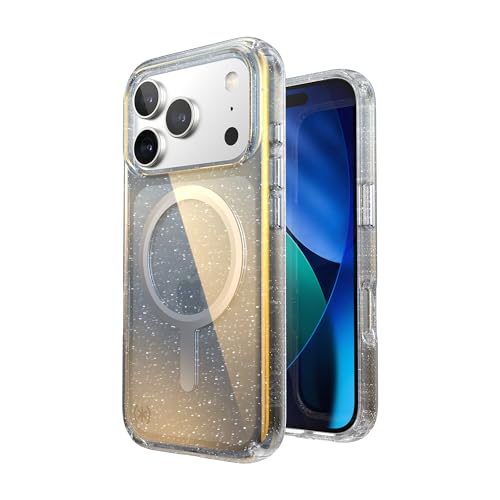 Image of Speck Presidio LUX for iPhone 17 Pro Case, MagSafe-Compatible, Slim Protective Case, Hyper Mirror Glitter /Silver Metallic