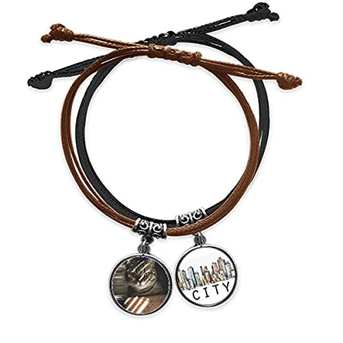 Bracelet chat en cordon et cuir tressé fait main Sidi