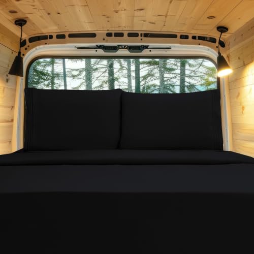 Image of Elegant Comfort Luxury 1500 Premium Hotel Quality Microfiber 4-Piece Sheet Set - Wrinkle Resistant, All Around Elastic Fitted Sheet, Deep Pocket up to 16 inch, RV Short Queen, Black