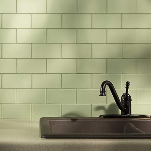 Aspect Peel and Stick Backsplash 3in x 6in Fresh Sage Glass Backsplash Tile for Kitchen and Bathrooms (8-Pack) - Thumbnail 2