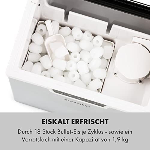 Klarstein Eiswürfelmaschine Klein, 3L Eiswürfelbereiter, Eiswürfelmaschine für 20kg Crushed Eis & Eiswürfel, Mini-Eiswürfelmaschine, Mittelgroße Eiswürfel, Eiswürfelbereiter Selbstreinigend – Bild 7