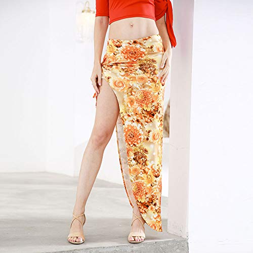 Royal Smeela Belly Dance Skirt Slit Long Dance Skirts For Women Floral Bellydance Skirts Belly Dance Outfit Carnival Costume Orange #TOP1