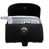 Gomadic Designer Black Leather Sanyo MM-8300 MM-9000 Belt Carrying Case – Includes Optional Belt Loop and Removable Clip