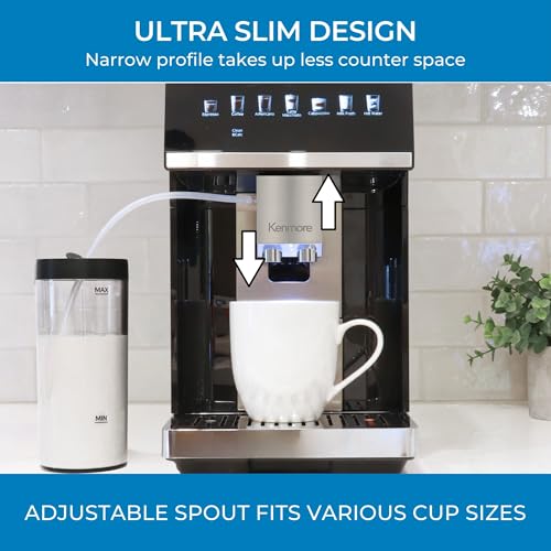 Kenmore Fully Automatic Coffee Maker - With Grinder, Milk Frother & Steamer, Auto Tamper, Descaler Expresso Machine, cafeteras electricas modernas machines For Home/Office Black by Koolatron - Image 2