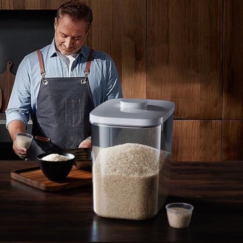 LivLab 25 lbs Rice Container - 12.5 Qt/12 L/23-25 lbs Rice Dispenser Storage with Measuring Cup Food Cereal Container Bins Household for Kitchen Pantry Organization