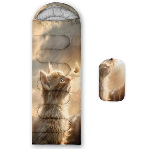 AILONEN 3D Cat Sleeping Bag,3 Season Warm and Cool Weather,Lightweight,Waterproof,Dreamy