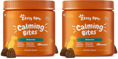 Image of Zesty Paws Calming Chews for Dogs - for Everyday Stress, Relaxation, Composure, and Separation Turkey 90 Count (Pack of 2)
