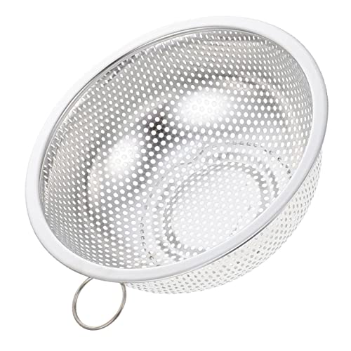 LABRIMP Stainless Steel Vegetable and Fruit Washing Basket 1.5L Capacity Drain Strainer Kitchen Colander Hanging Ring for Easy Storage for Straining Rice and Rinsing Produce Random Style