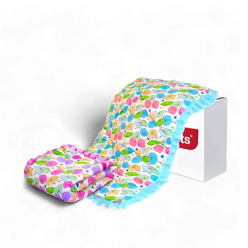 Image of VParents Cotton Crib Sheet for New Born Baby, Soft Cotton Godadi Set for Baby, Godari Bedding Set of 2, Blue & Pink, Chunky