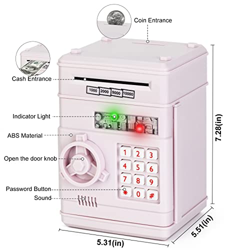 Image of Refasy Piggy Bank Cash Coin Can ATM Bank Electronic Coin Money Bank for Kids Age 3-12, Money Savings Box Mini ATM Coin Bank Toys Gifts for 3 4 5 6 7 8 9 10 11 12 Year Old Boys Girls