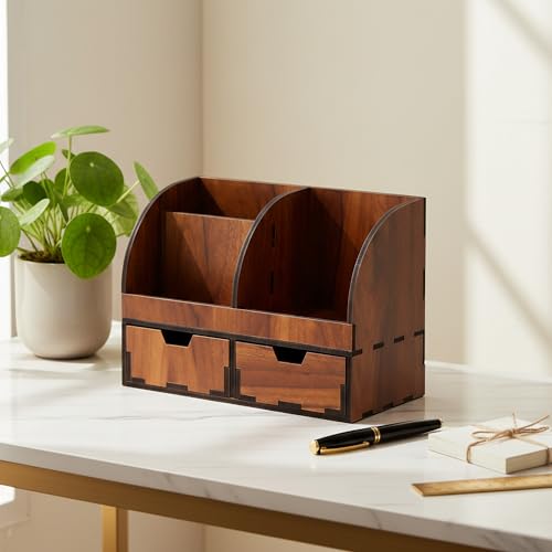 Image of Deskart Multipuropse Desk Organizer for Office Desk | Stylish Desk Storage Stand with Two Drawers to Organizer Office Stationary