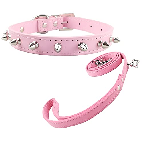 Newtensina Moda Collare e guinzaglio per cani con borchie Collare per cani con borchie punk e guinzaglio per cani