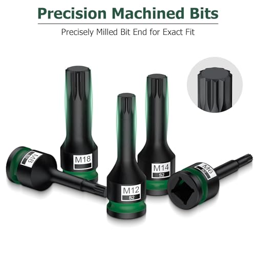 Image of 10-Piece S2 Impact XZN Triple Square Bit Socket Set, 1 /2 Drive, M5-M18