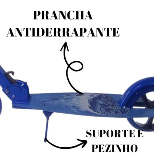 Patinete Juvenil Dobrável 2 Rodas, Suporta até 100kg, Cor Azul