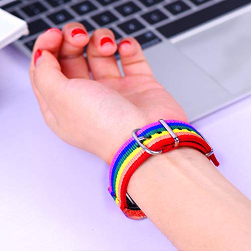 Bandmax Rainbow Bands Compatible Fitbit Charge 3 Smartwatch,Lgbt Pride Nylon Charge 3 Watch Bands Durable Fitbit 3 Sport Replacement Straps Accessories With Adjustable Silver Metal Clasp(Small Size) #TOP3