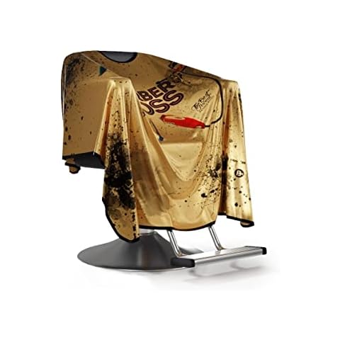 Friseurumhang aus Goldenem Satin, Original Barbermood Barber Cape Cover