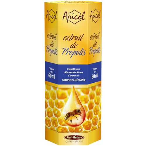 Propolis 100% Pure Liquide 60 ml | Extrait de Propolis Naturelle | Renforce l'Immunité, Soulage le Mal de Gorge | Riche en Flavonoïdes, Sans Allergène | Api-Nature Tong-il