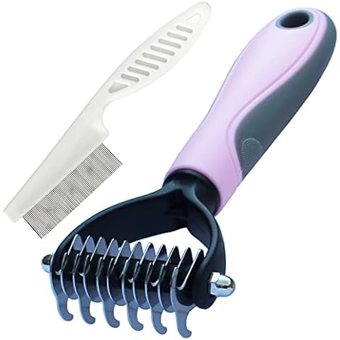 Dog Hair Comb Stripper,Dog Cat Shedding Comb,Dog Dematting Combs,Pet Grooming Tool ,Double Sided Shedding and Dematting Undercoat Rake Comb for Dogs and Cats,Cat and Dog Flea Comb Set (Small, Pink) Cover