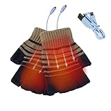 Guantes térmicos sin dedos | Guantes de invierno USB sin dedos para mujeres y hombres, calor para invierno, calentador de manos USB para escribir, conducir, trabajar y montar