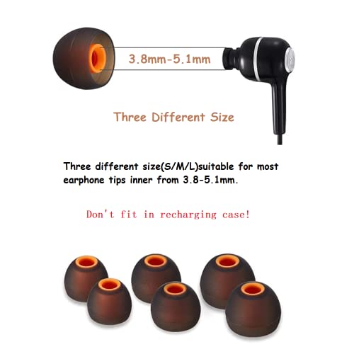 Image of Earbuds Replacement Tips Silicone Earbud Tips Ear Gels Fit for Inner Hole from 3.8mm - 5.1mm Earphones 9 Pairs S /M /L Black-Orange