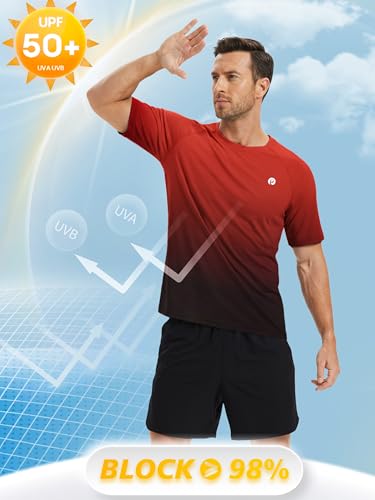 Image of PINSPARK Workout Shirts for Men UPF 50+ Quick Dry Athletic Gym Tee Shirts Mens Short Sleeve Running Cooling Swimming T-Shirt
