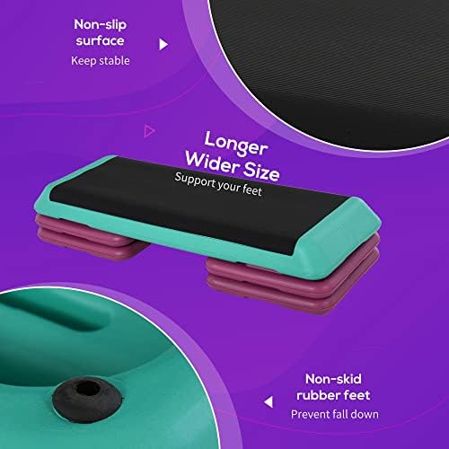HOMCOM 3-Level Aerobic Step 10/15/20cm Steppers for Exercise Workout w/Non-Slip Top Compact Stepper Home Office Indoor Outdoor Fitness Equipment