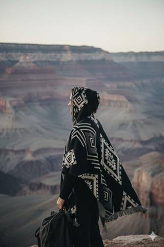 Image of Wool Poncho Adult Ponchos With Hood for men Alpaca Poncho Men Artesanal Ponchos Adult Alpaca Mens Panchos