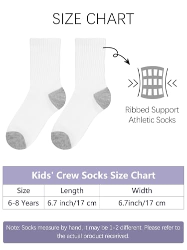 Cooraby 15 Pack Kids Athletic Crew Socks Boys Girls Classics Ribbed Support Socks2