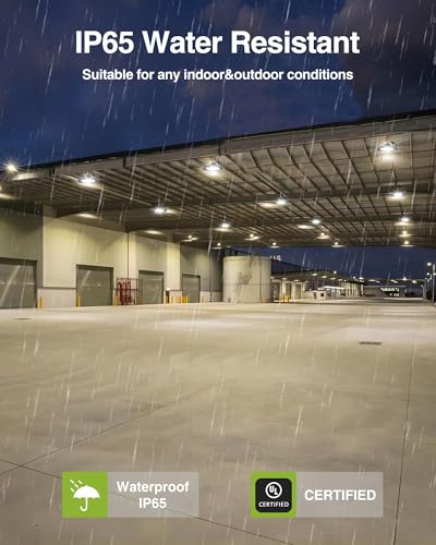 YXL 400W Super Bright UFO Led Shop Lights, 60,000LM 100-277V, 5000K, 0-10V Dimmable, US Plug 6' Cable, High Bay Lights for Shop, Barn, Warehouse, UL Listed,4Pack — view 5