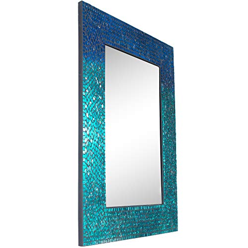 Ndd Brentwood Rectangular Mosaic Blue Fish Wall Mirror, 23 X 31 Inches, Dovem20M450 #TOP3