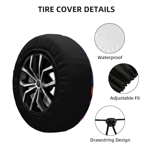 Image of Halloween Spare Tire Cover Bright Skull Tire Cover Universal Wheel Protectors Wheel Covers for Rv Camper Travel Trailer SUV Truck 16 Inch