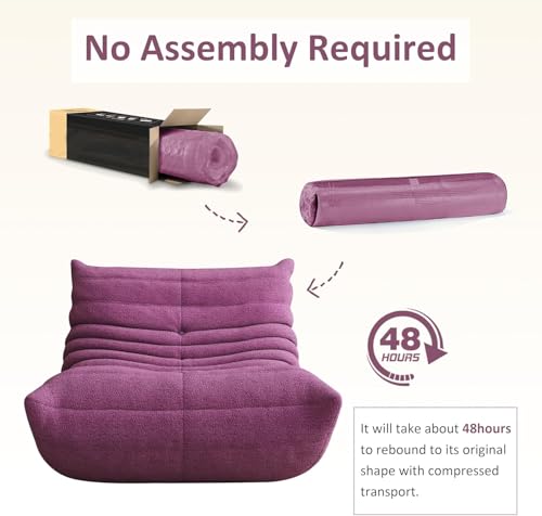 Image of Giant Bean Bag Chair for Adults,Comfy Lazy Fireside Accent Chair with Memory Foam,Cozy Single Floor Sofa Couch Boneless Chaise Lounge for Living Room Bedroom Gaming Room(Purple,1Seater)