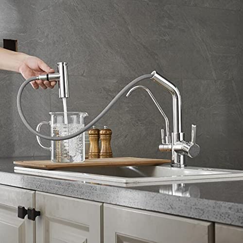 Evite salpicaduras en el fregadero con el grifo de cocina de 3 vías multifunción cromado 3
