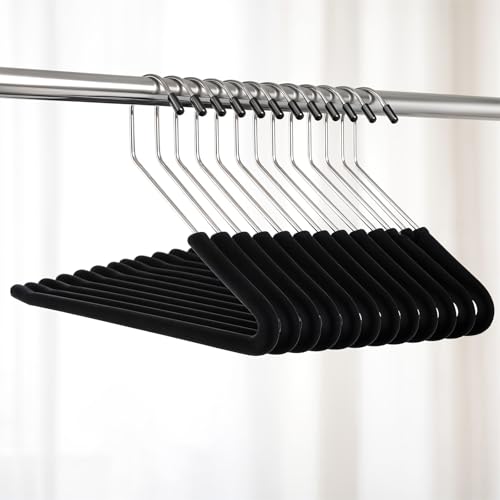 MySHUCE 12 Pack 14.4In Pants Hangers Open Ended Heavy Duty Metal Clothes Hangers for Pants with Slacks Non-Slip Sponge Padded No Crease Space Saving Metal Hangers for Jeans Trousers & Slacks