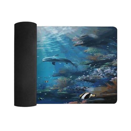 Blue Ocean Underwater Fish Mouse Pad grande antideslizante miniatura 3