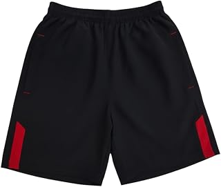 Shiva Tex-Men’s Black Athletic Shorts with Red Panels – Lightweight Quick-Dry Gym & Running Shorts – Elastic Waist Sports ... Price In India