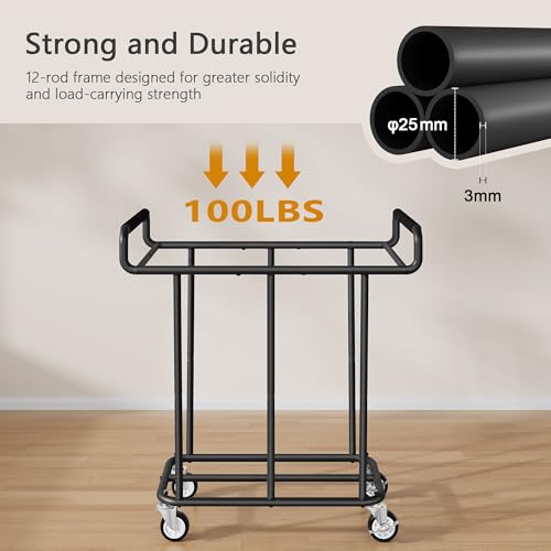 Image of Gewudraw Medium Laundry Hamper with Wheels, 250L, Black