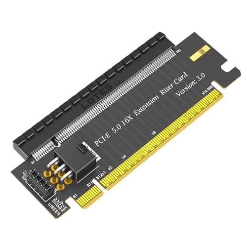 Riser PCI-E 5.0 16X a X16 con velocidad de transferencia total y puerto ATX 6Pin de 180 grados