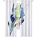 Tende oscuranti termiche isolate, stile shabby chic, bouquet di iris, eleganti petali botanici di bellezza, acquerello, tende per soggiorno, camera da letto, blu navy, verde acqua