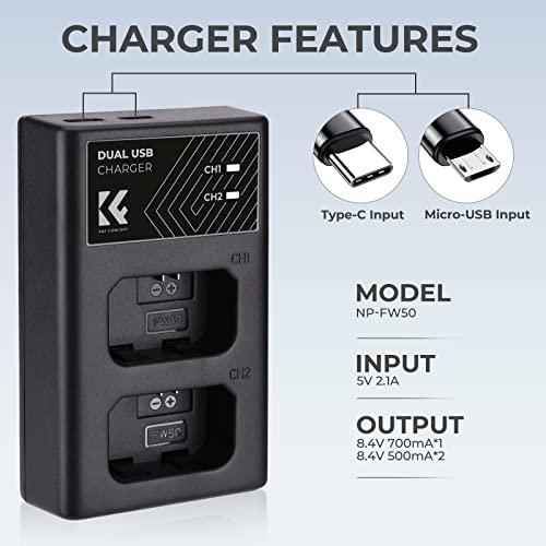 Chargeur rapide NP-FW50 à double interface USB et Type-C Sony A6300 A7II - 5