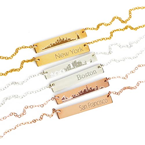 Skyline necklace, city necklace, New York necklace, Boston necklace, horizontal bar necklace hipster necklace Chicago necklace San Francisco